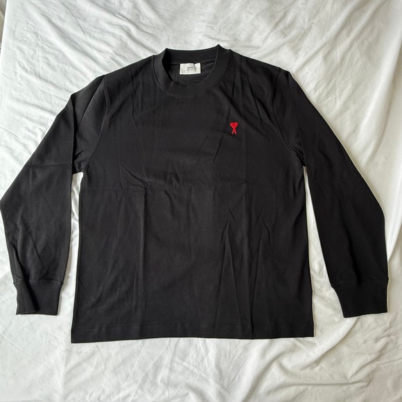 AMI Paris Ami de Coeur Long Sleeve T-Shirt in Black